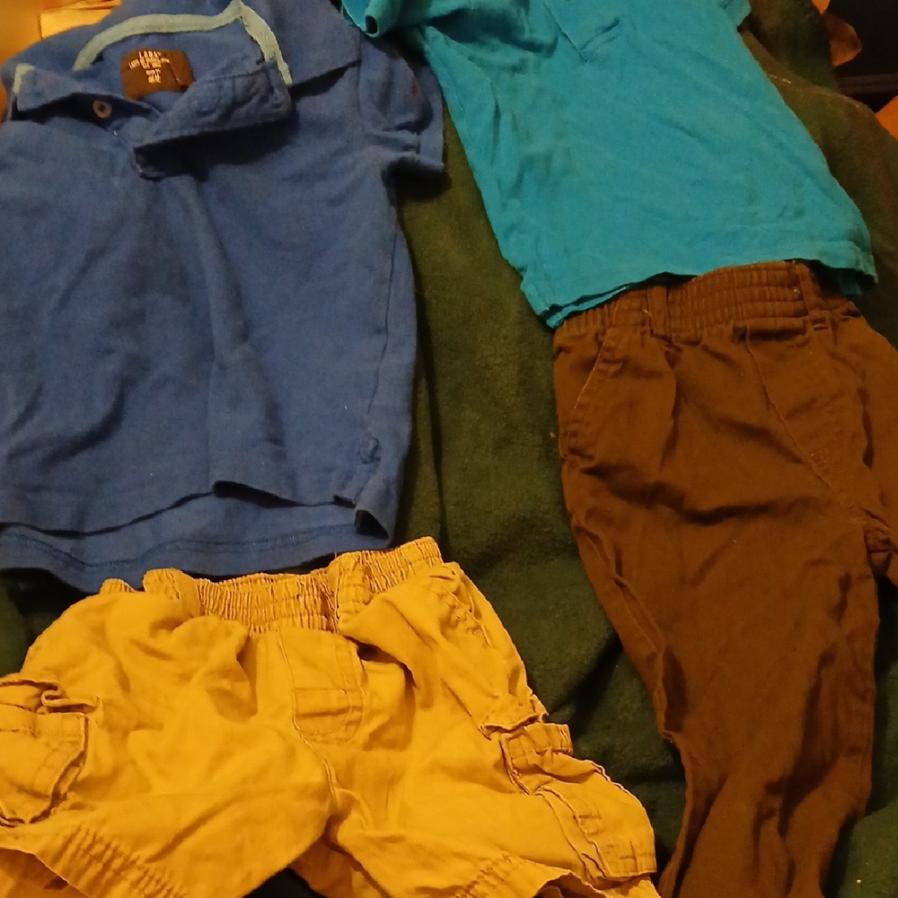 Blue and Teal Polo Shirts with Tan and green pants